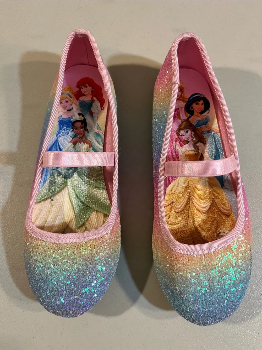 H&M Girls' Pink Glitter Disney Princess Ballet Flats